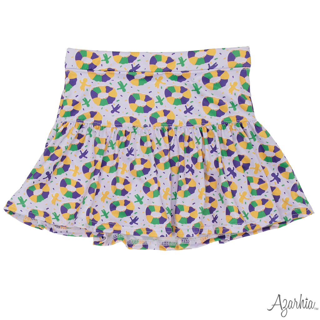 Mardi Gras King Cake and Babies Gathered Skort MG26