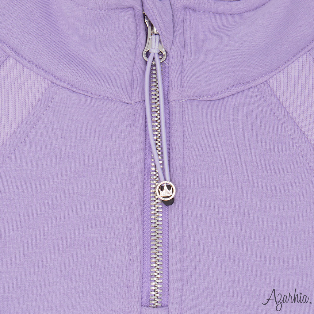 Oversized Cropped 1/4 Zip Sweatshirt in Lavender – Azarhia
