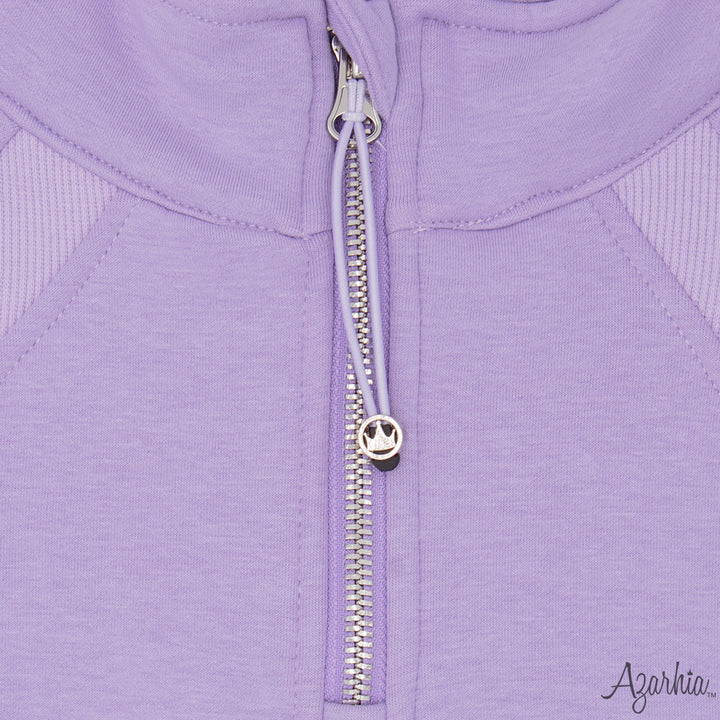 Oversized Cropped 1/4 Zip Sweatshirt in Lavender – Azarhia