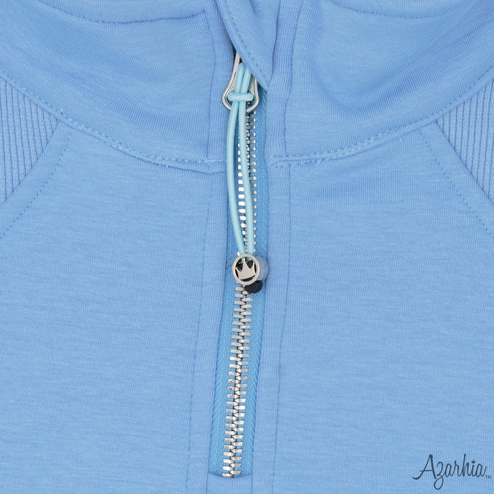 Oversized Cropped 1/4 Zip Sweatshirt in Light Blue – Azarhia