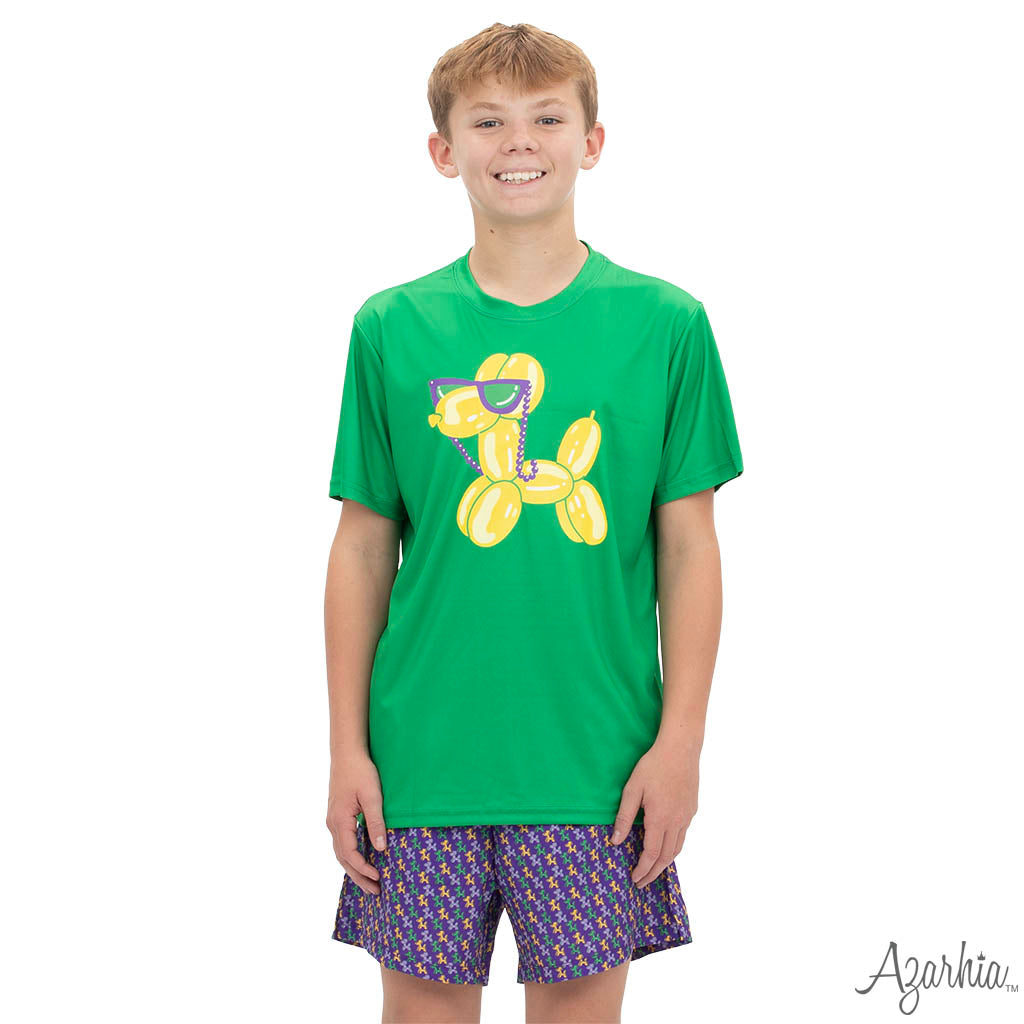 Mardi Gras Balloon Dog Green Drifit