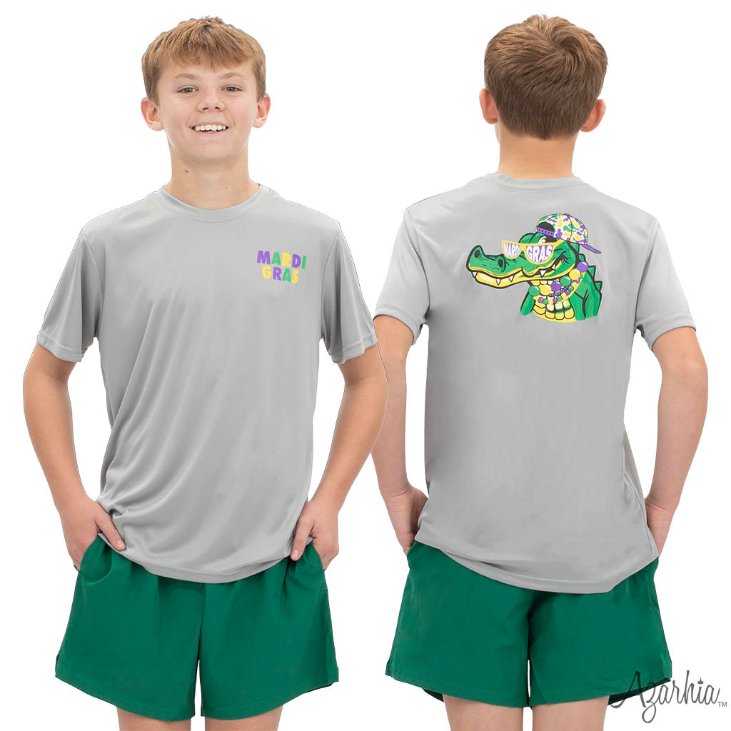 Mardi Gras Party Gator Grey Drifit MG26