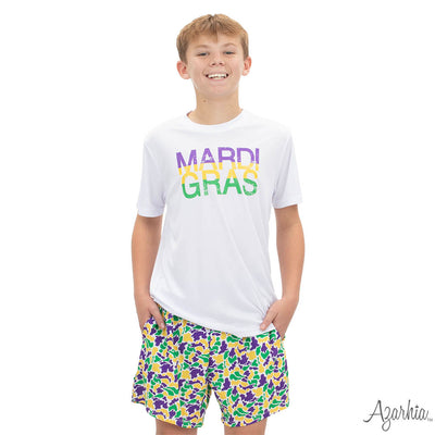 Mardi Gras Distressed White Drifit MG26