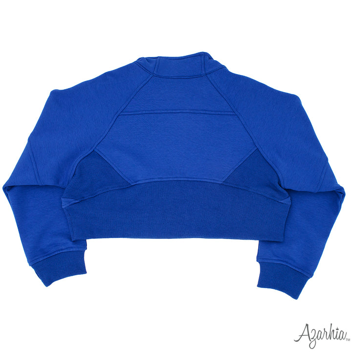 Oversized Cropped 1/4 Zip Sweatshirt in Royal Blue – Azarhia