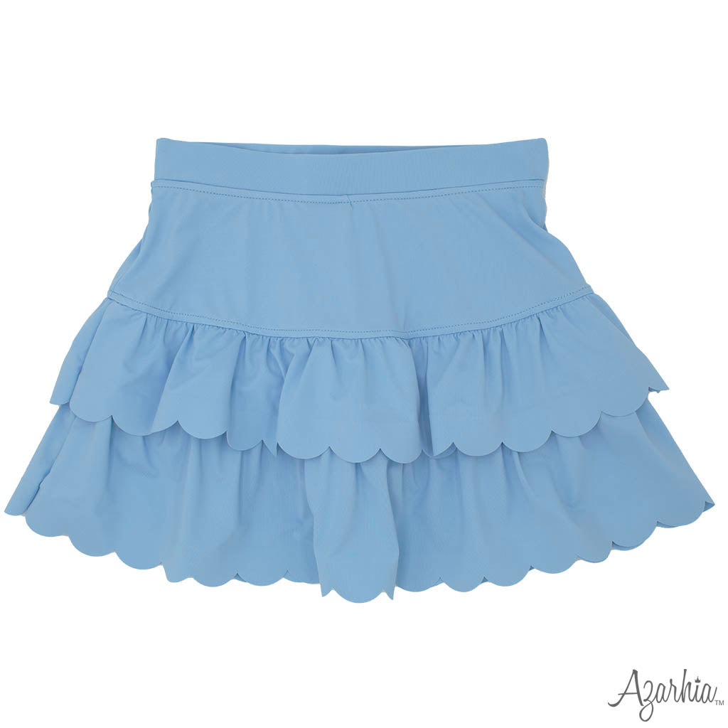 Scalloped Skort in Solid Light Blue