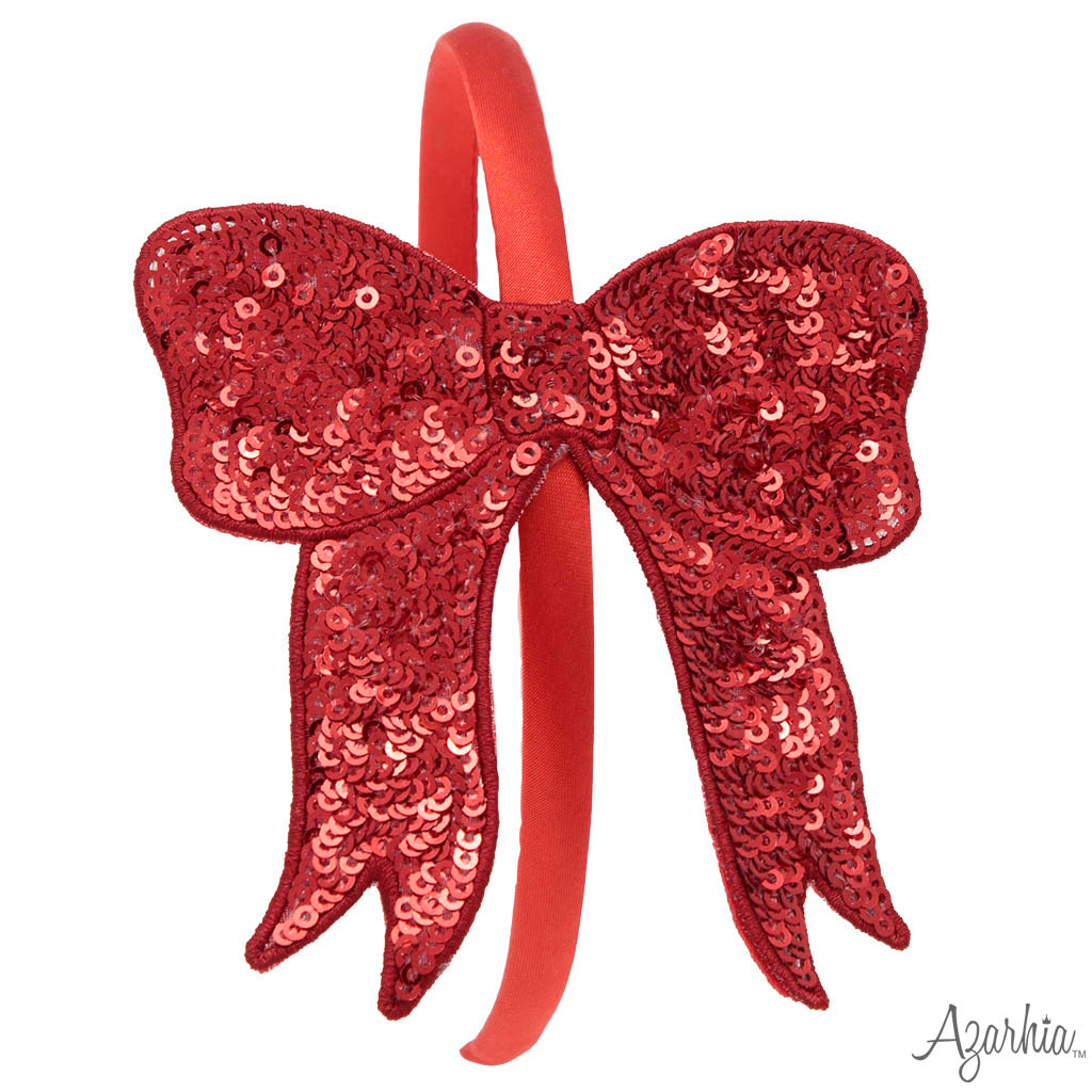 Red Sequin Bow Headband Christmas