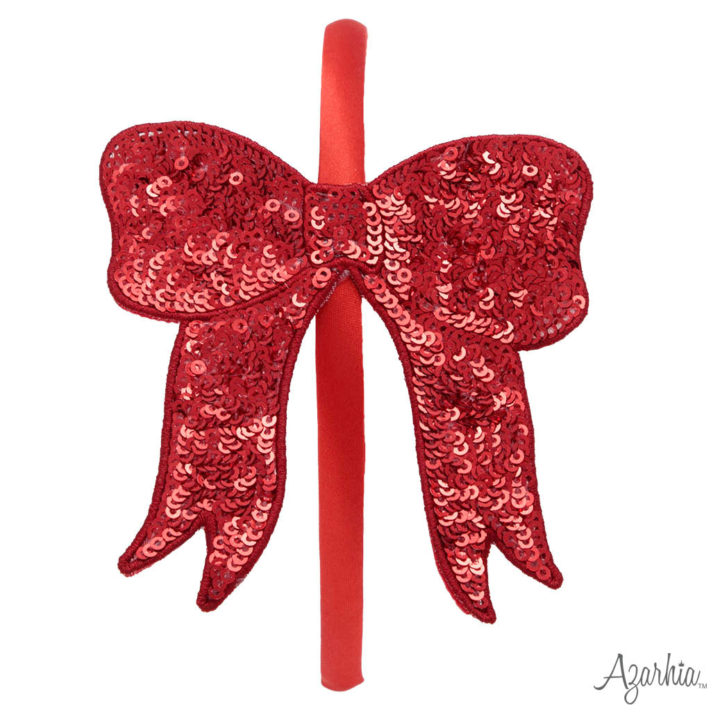Red Sequin Bow Headband Christmas