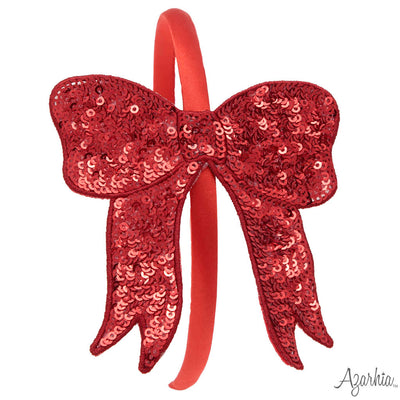 Red Sequin Bow Headband Christmas