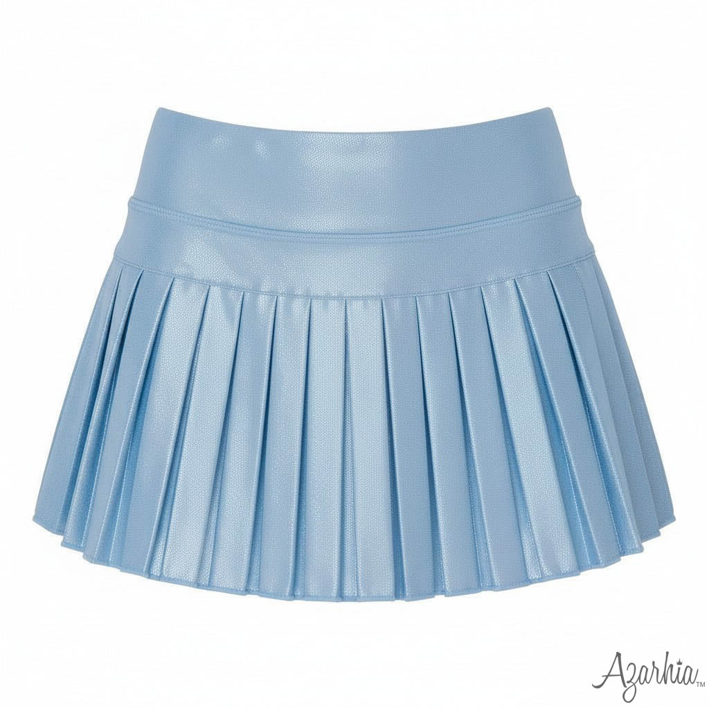 Light Blue Shimmer Mini Pleated Skort – Azarhia