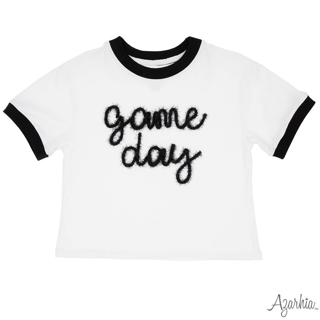 Tinsel Game Day Ringer Boxy T' Black