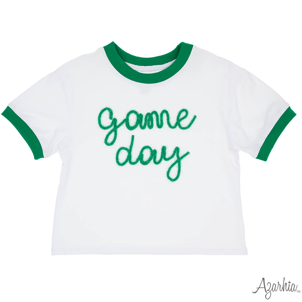 Tinsel Game Day Ringer Boxy T' Green