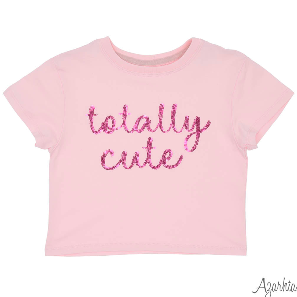 Totally Cute Hot pink Tinsel on Light Pink Boxy T'