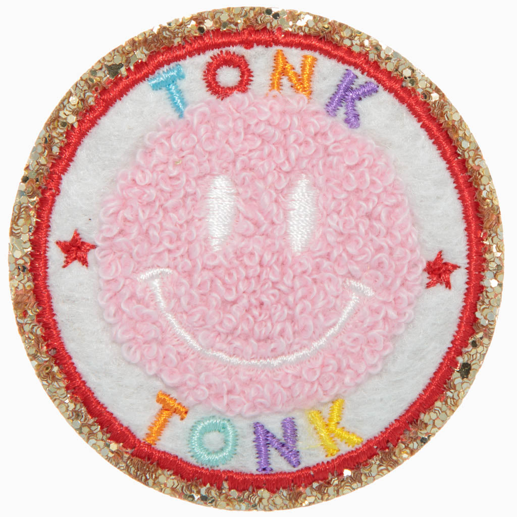 Tonk Smiley Face Chenille Iron on CAMP