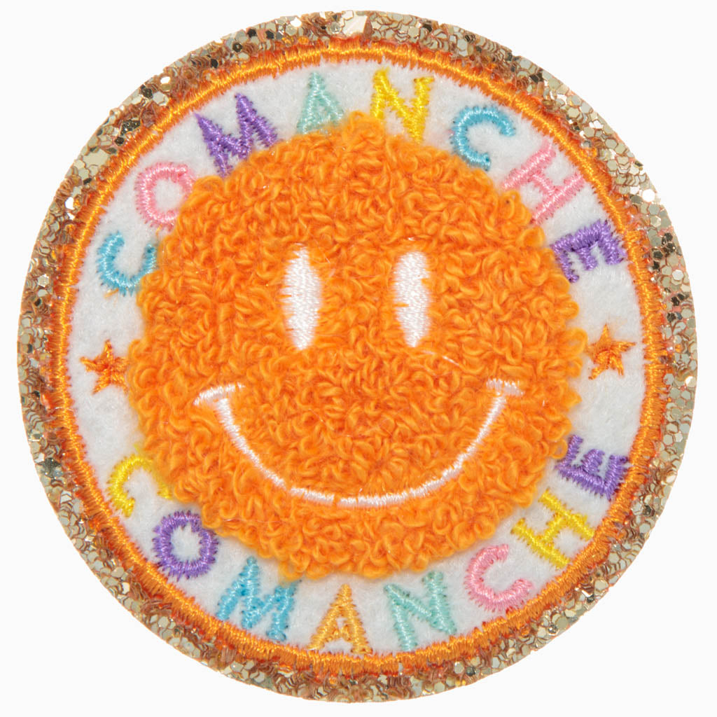 Comanche Smiley Face Chenille Sticker CAMP