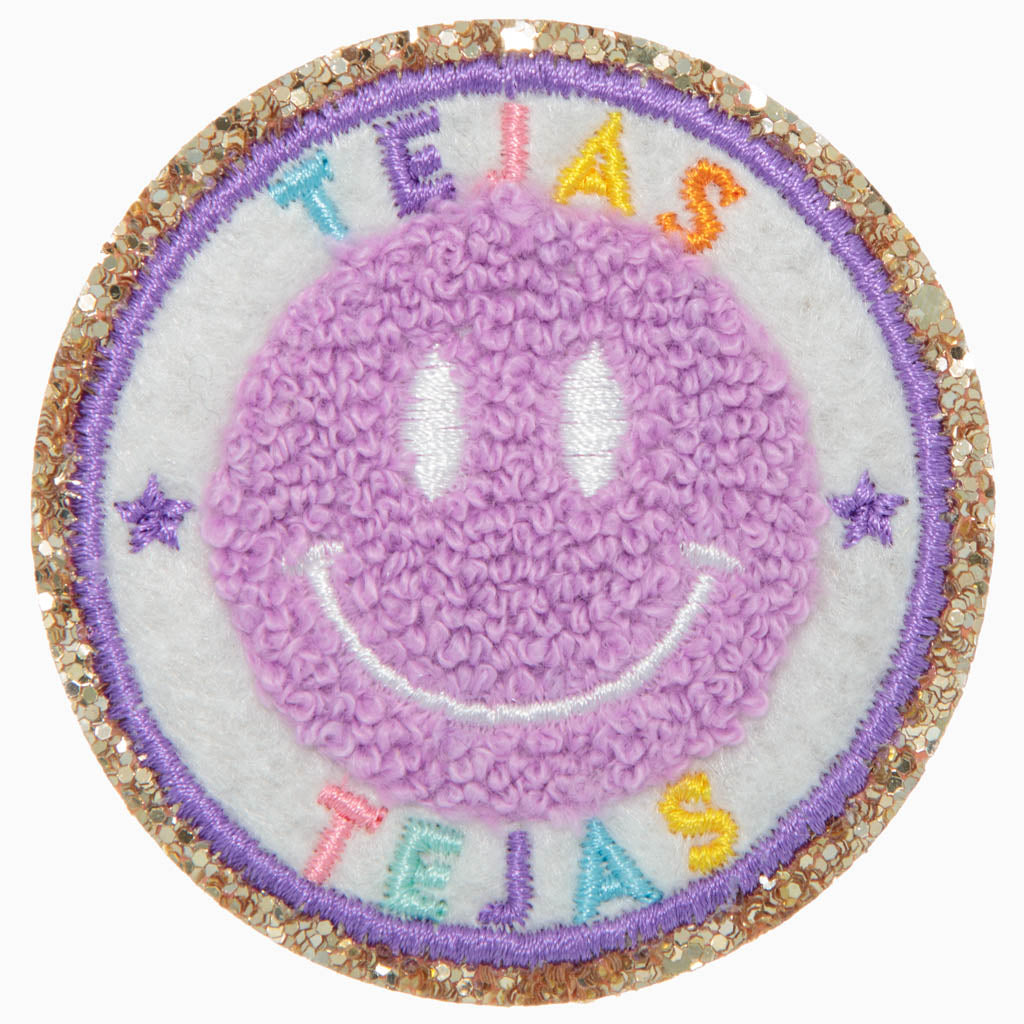 Tejas Smiley Face Chenille Iron on CAMP