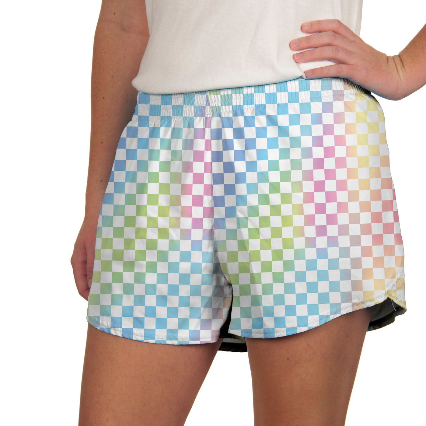 Steph Print Shorts in Check Pastel
