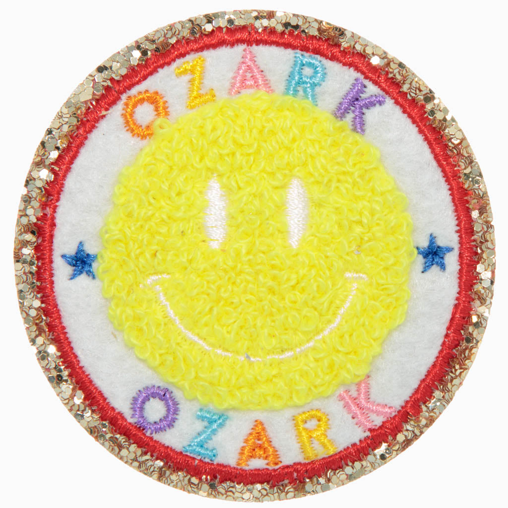 Ozark Smiley Face Chenille Sticker CAMP