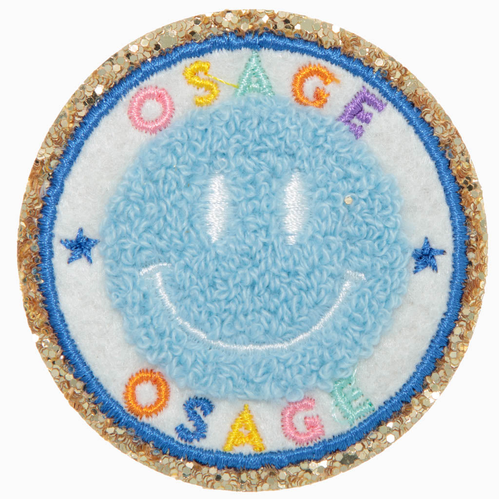 Osage Smiley Face Chenille Iron on CAMP