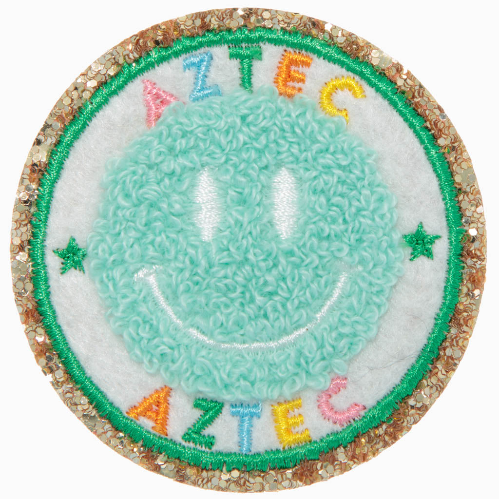 Aztec Smiley Face Chenille Iron on CAMP