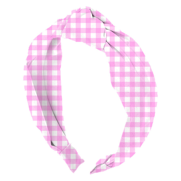 Top Knot Headband in Pink Gingham