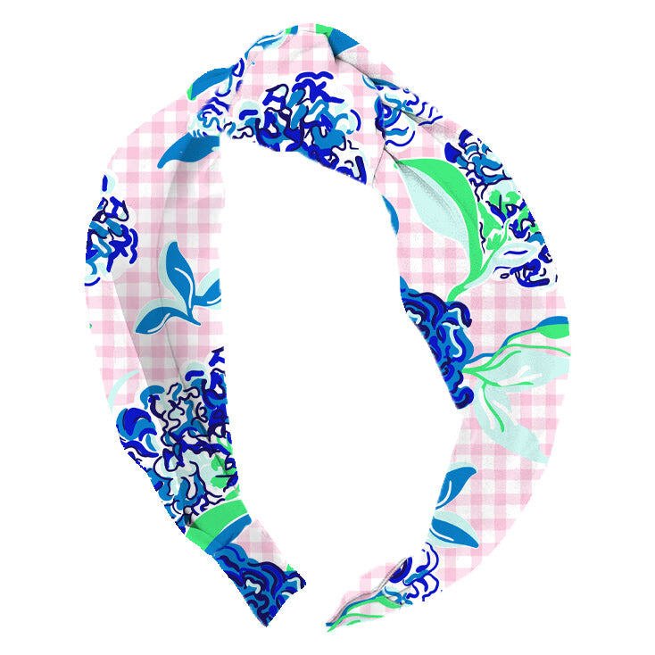 Tennis Skort in Pink Gingham with Blue Flowers SALE