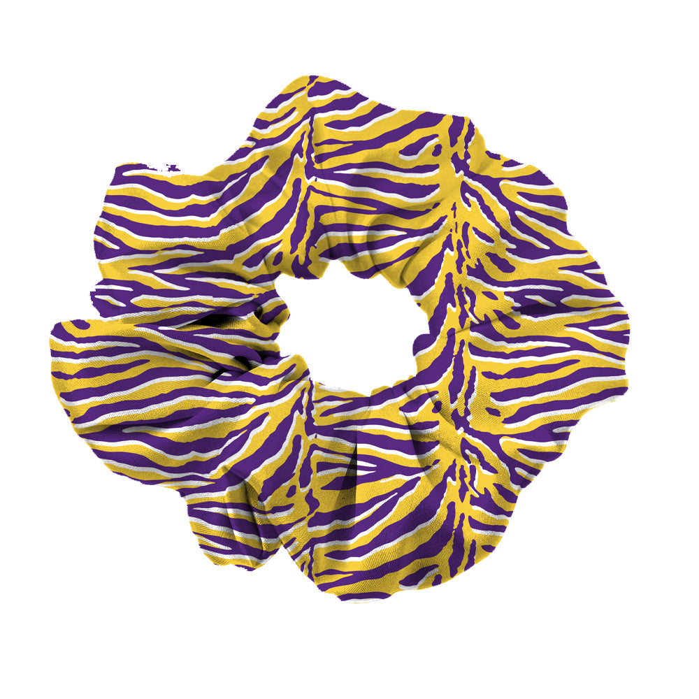 Scrunchie in Tiger purple yellow Print