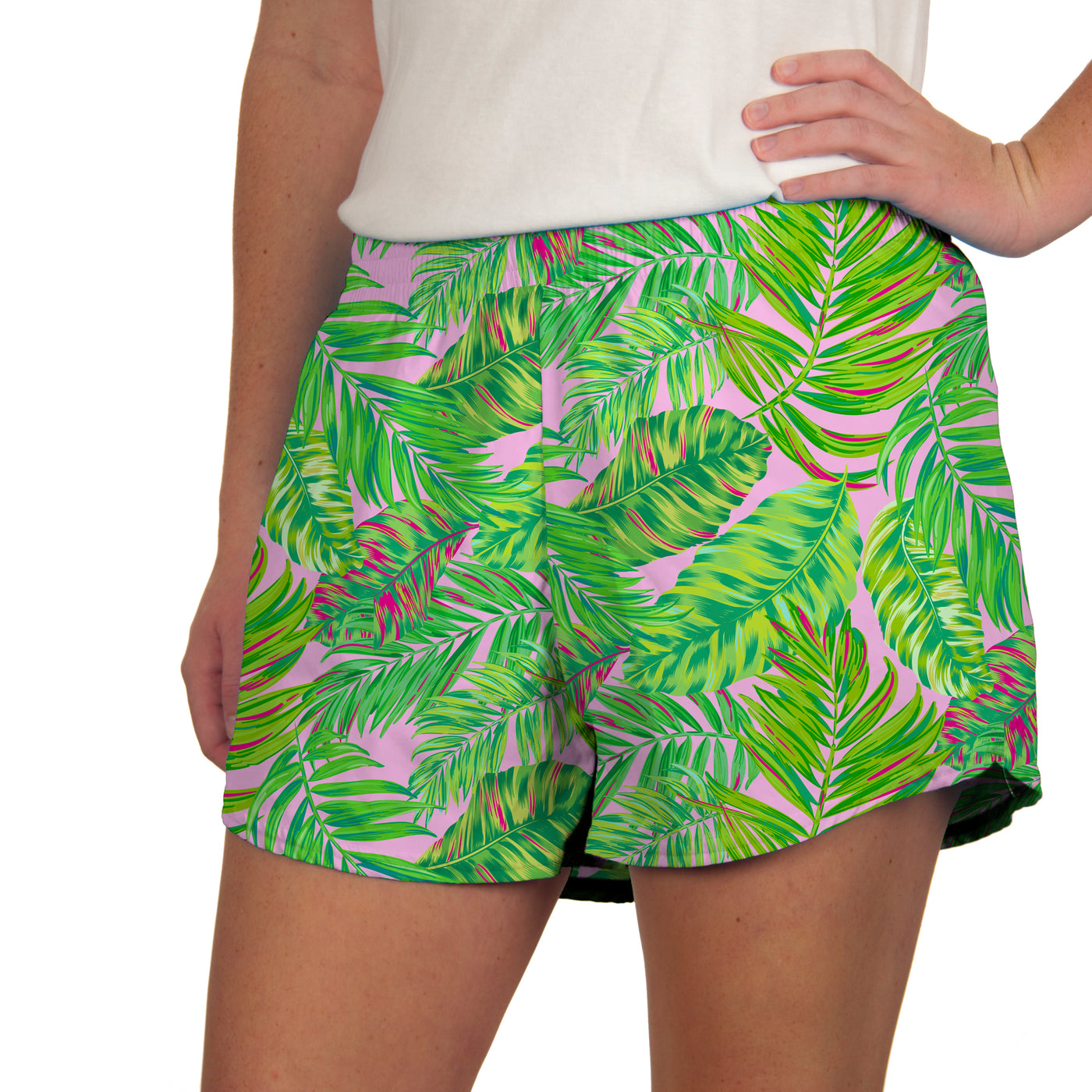 Steph Short in Pink Green Palm Leaves