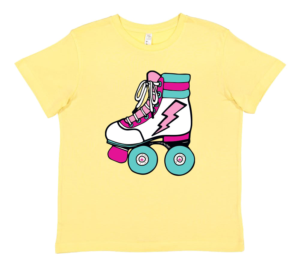 T-shirt in Butter with Disco Roller Skate