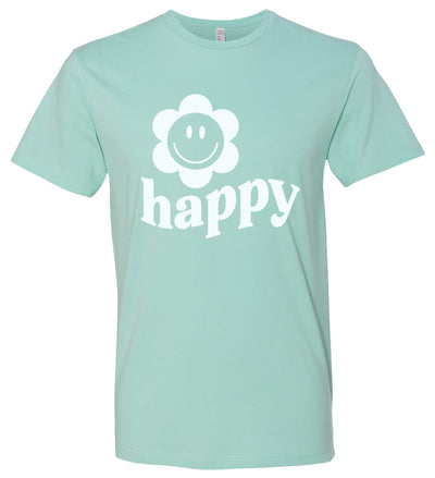 T-shirt in Chill With Happy Smiley Flower in White Puff Print