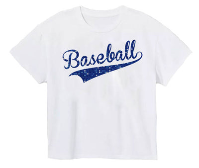 Sequin Baseball in Navy on Boxy T’