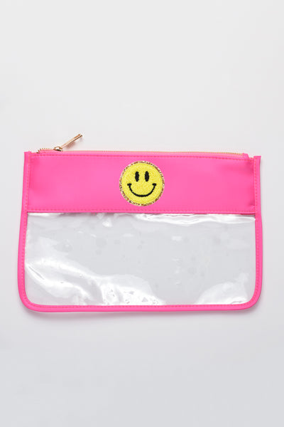 Clear Nylon Pouch Neon Pink