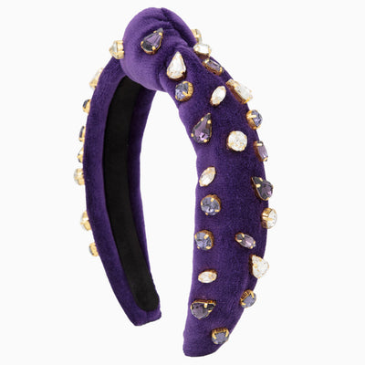 Velour Rhinestone Headband in Purple SALE