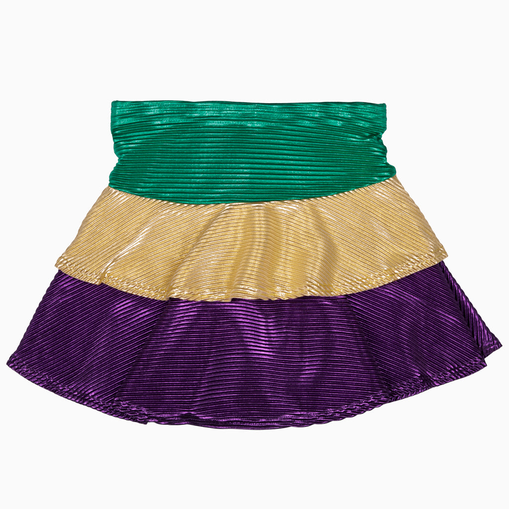 Ruffle Skort in Metallic Mardi Gras