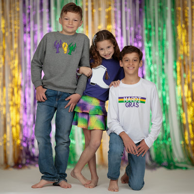 Mardi Gras Three Alligators Unisex on Sweatshirt