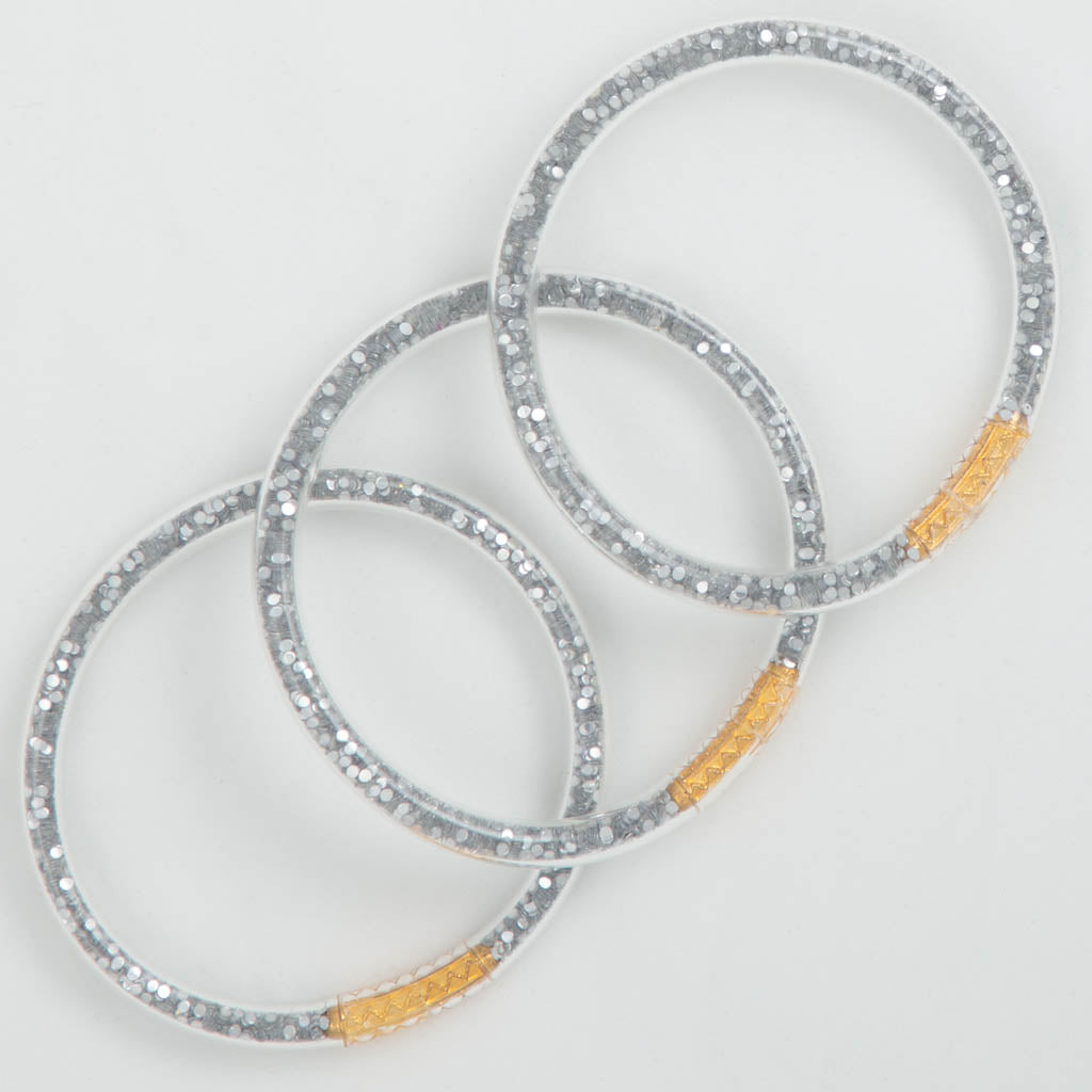 Silver Glitter Bracelets Waterproof Set of 3-Toddler