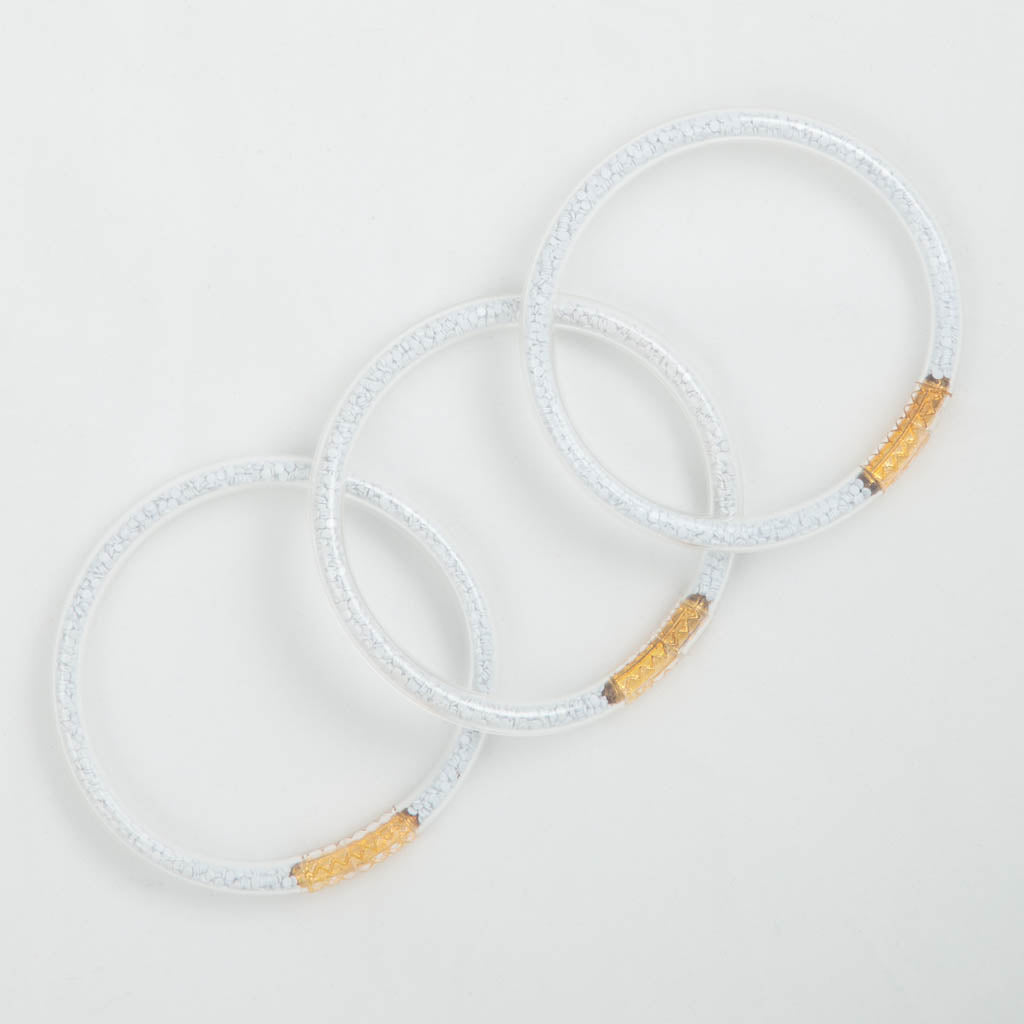White Glitter Bracelets Waterproof Set of 3-Toddler