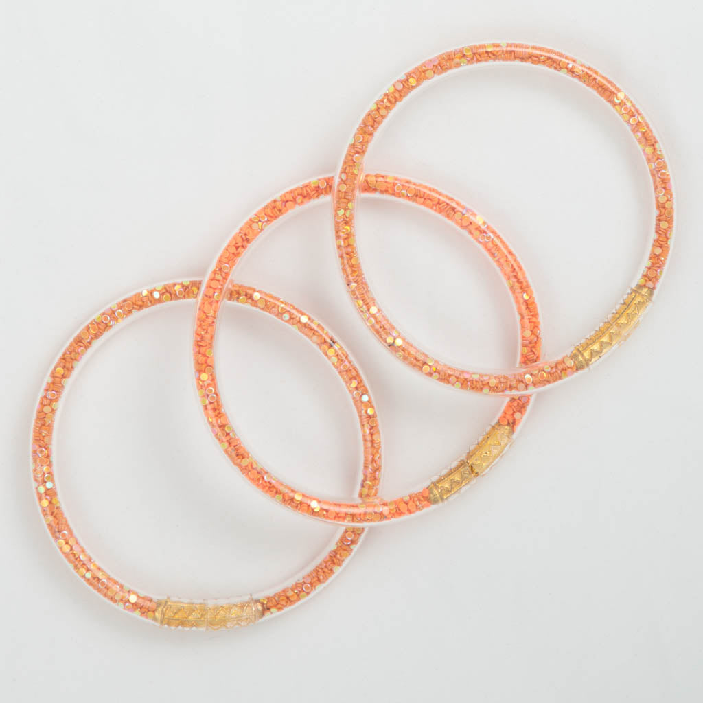 Orange Glitter Bracelets Waterproof Set of 3-Toddler