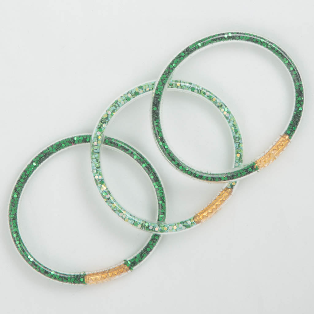 Green Glitter Bracelets Waterproof Set of 3-Toddler