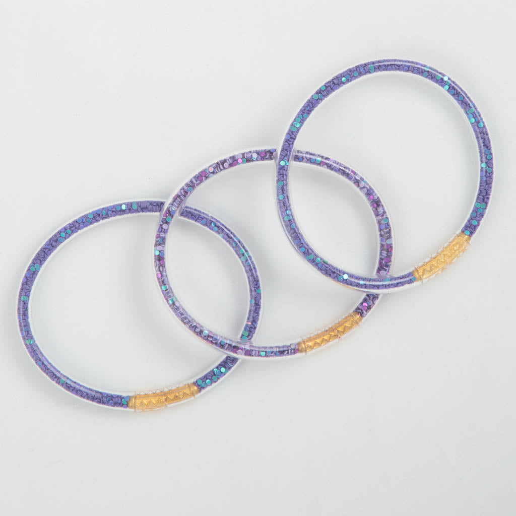 Purple Glitter Bracelets Waterproof Set of 3-Toddler