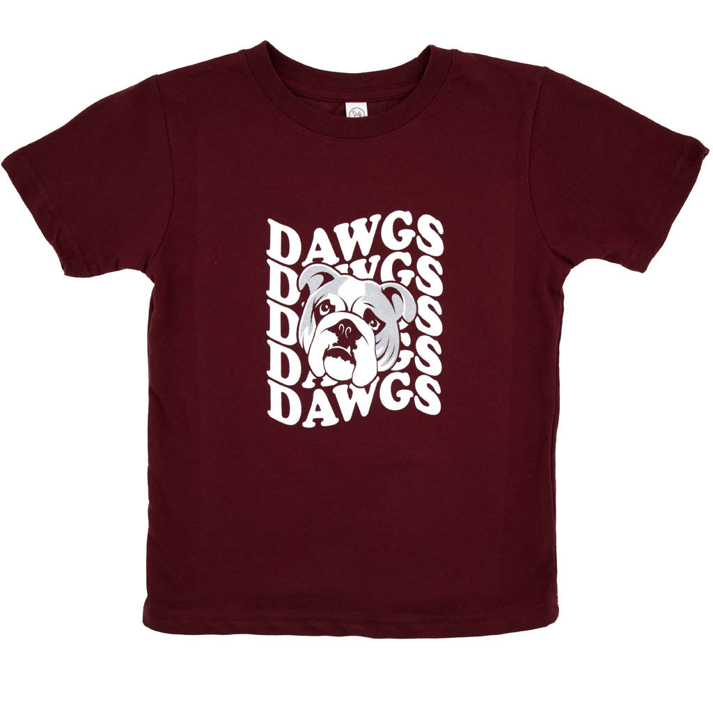Dawgs Wavy Glitter with Dawg face on Maroon Classic Fit Shirt
