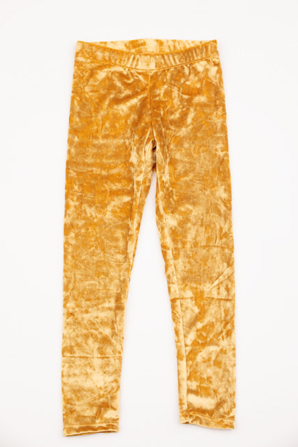 Leggings in Gold Crushed Velvet