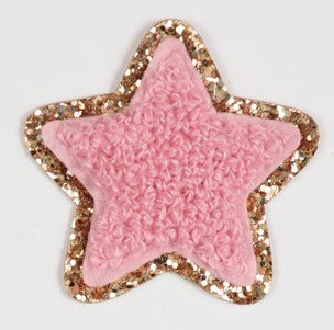 Chenille Star Pink Patch (Iron On)