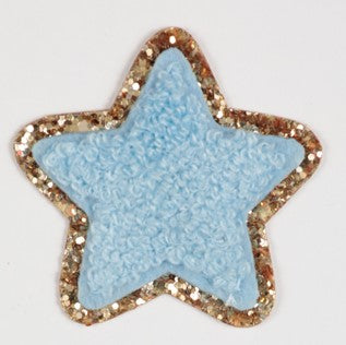 Chenille Star Light Blue Patch (Iron On)