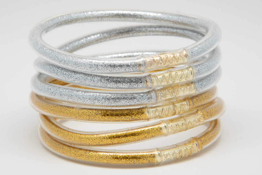 Metallic Gold Silver Bangles Waterproof for Girls - Jewelry