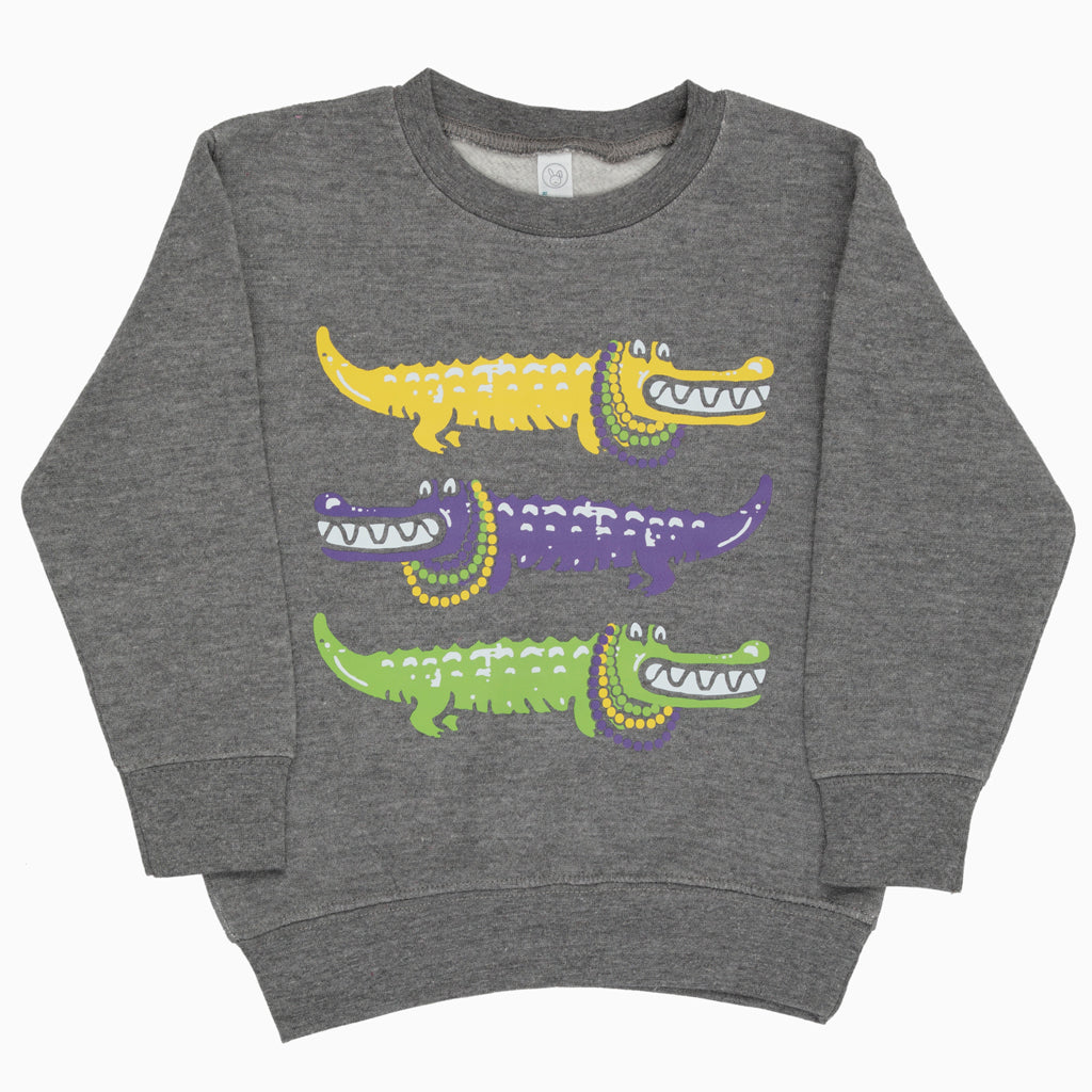 Mardi Gras Three Alligators Unisex on Sweatshirt