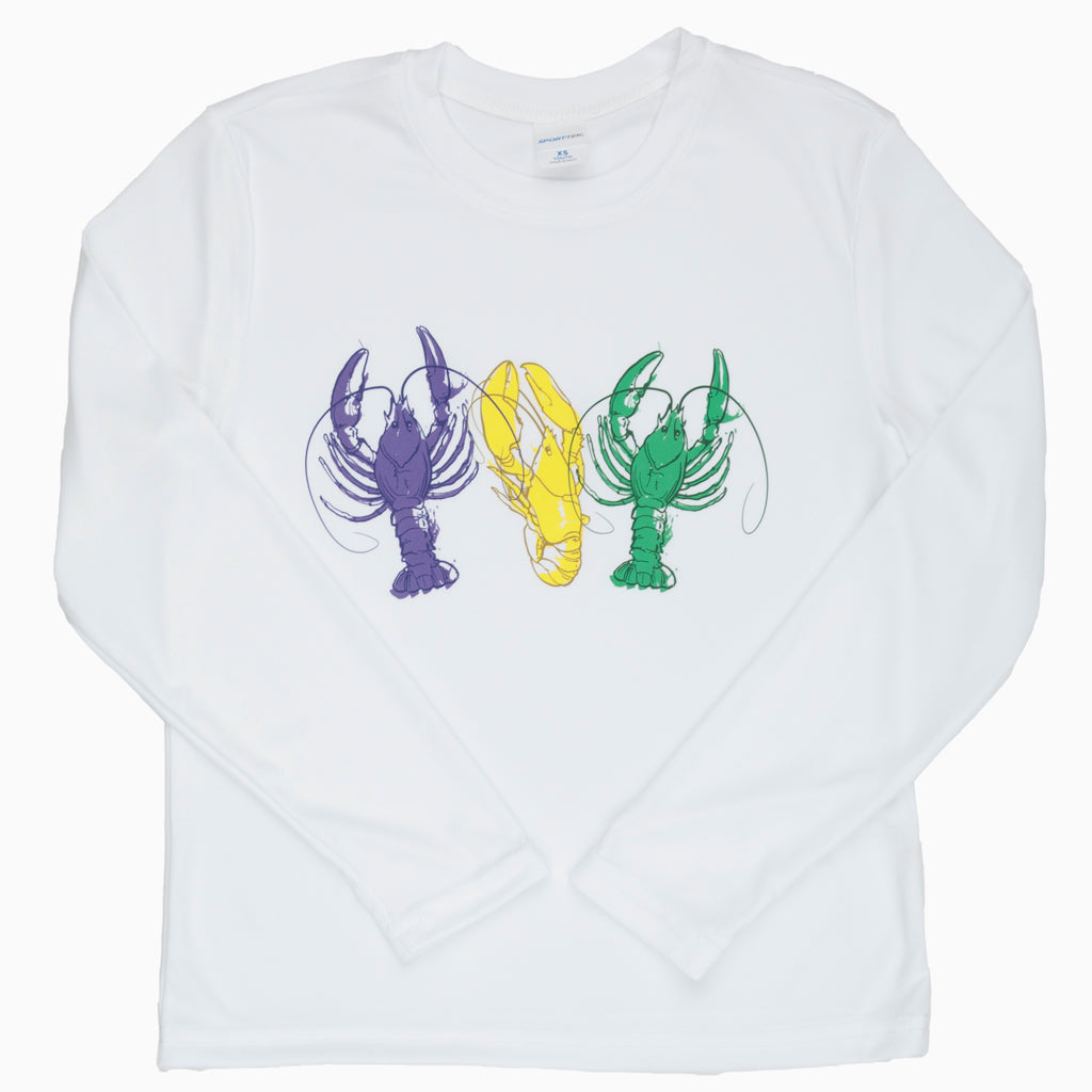 Crawfish Mardi Gras on Long Sleeve Dri Fit