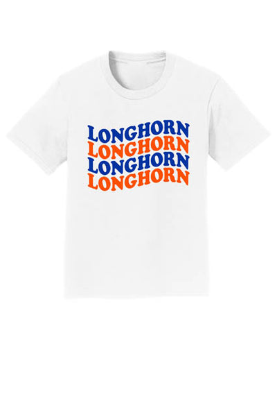 T-Shirt With Longhorn Wavy in White Puff Print