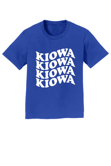 T-Shirt With Kiowa Wavy in White Puff Print