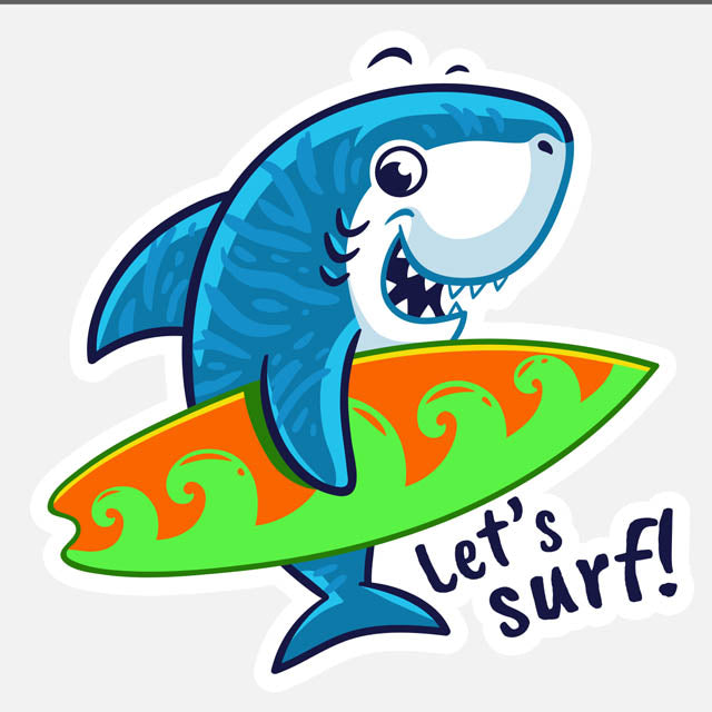 Shark Surf Sticker