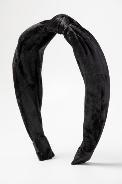 Top Knot Headband in Crushed Black Velvet